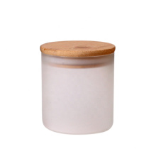 250ml 8oz frosted round High Borosilicate glass food storage jar canister with bamboo lid for spice candy nut